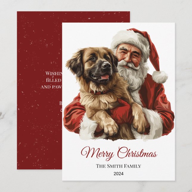 Anatolian Shepherd Santa Claus Christmas Holiday Card (Front/Back)