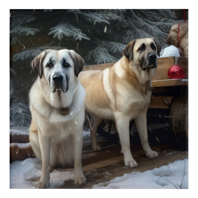 Anatolian Shepherd Snowy Sleigh Christmas Decor (Front)