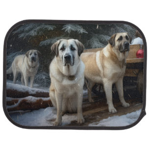 Anatolian Shepherd Snowy Sleigh Christmas Decor Car Floor Mat