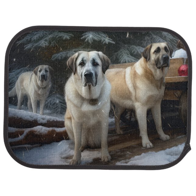 Anatolian Shepherd Snowy Sleigh Christmas Decor Car Floor Mat (Rear)
