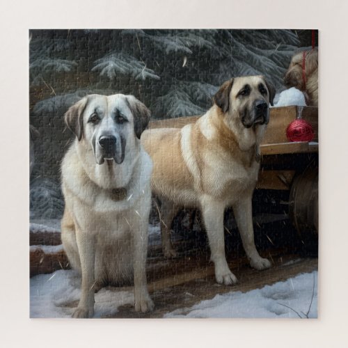 Anatolian Shepherd Snowy Sleigh Christmas Decor Jigsaw Puzzle