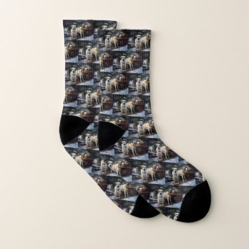 Anatolian Shepherd Snowy Sleigh Christmas Decor Socks