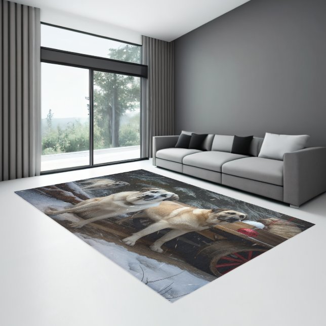 Anatolian Shepherd Snowy Sleigh Ride Christmas Rug (Insitu (Indoor 3))