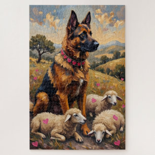 Anatolian Shepherd Valentine's Day Heart Flock Jigsaw Puzzle