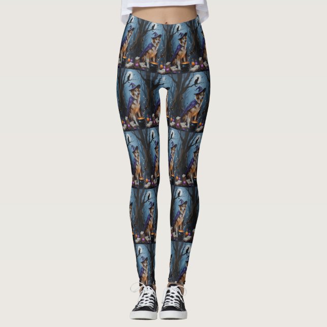 Anatolian Shepherd  Whimsical Halloween Painting Leggings (Front)