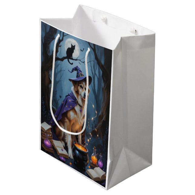 Anatolian Shepherd  Whimsical Halloween Painting Medium Gift Bag (Front Angled)