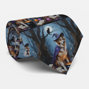 Anatolian Shepherd Whimsical Halloween Painting Neck Tie