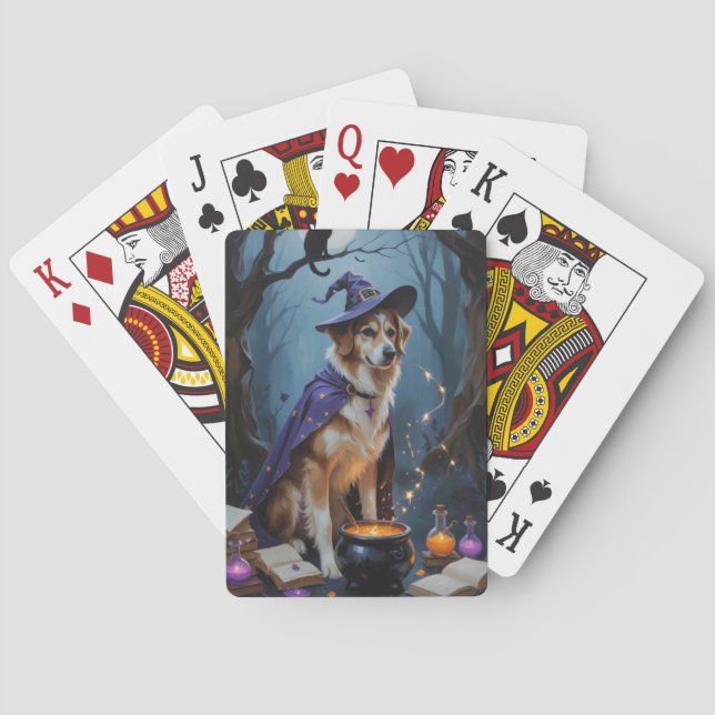 Anatolian Shepherd  Whimsical Halloween Painting Poker Cards (Back)