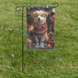 Anatolian Shepherd With Christmas Gifts Fireplace Garden Flag