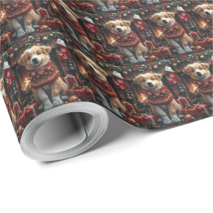 Anatolian Shepherd With Christmas Gifts Fireplace Wrapping Paper