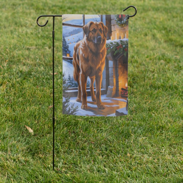 Anatolian Shepherd With Christmas Lights Holiday Garden Flag (In SItu)