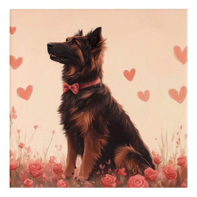 Anatolian Shepherd with Roses - Valentine's Day Acrylic Print (Front)