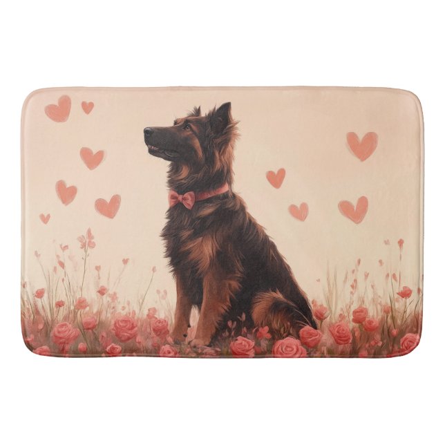 Anatolian Shepherd with Roses - Valentine's Day Bath Mat (Front)