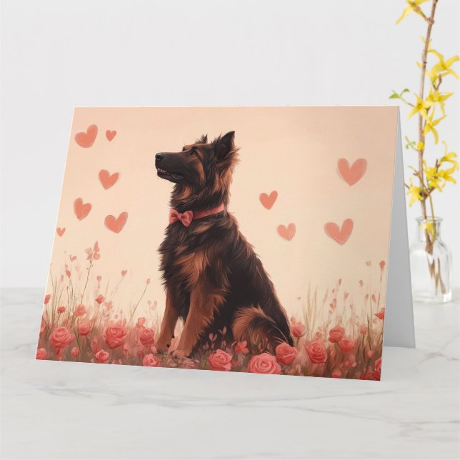 Anatolian Shepherd with Roses - Valentine's Day Card (Yellow Flower)