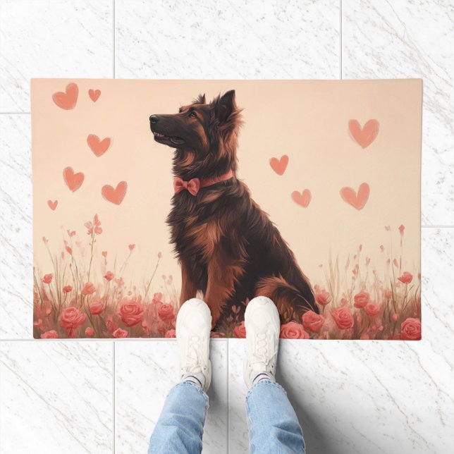 Anatolian Shepherd with Roses - Valentine's Day Doormat (Indoor)