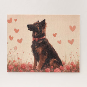 Anatolian Shepherd with Roses - Valentine's Day Jigsaw Puzzle
