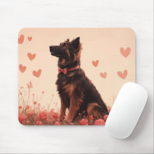 Anatolian Shepherd with Roses - Valentine's Day Mouse Pad
