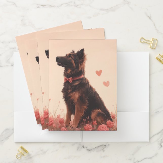 Anatolian Shepherd with Roses - Valentine's Day Pocket Folder (In Situ)