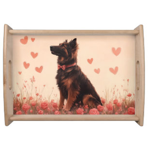 Anatolian Shepherd with Roses - Valentine's Day Serving Tray