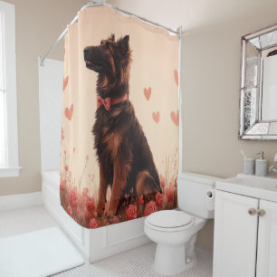 Anatolian Shepherd with Roses - Valentine's Day Shower Curtain
