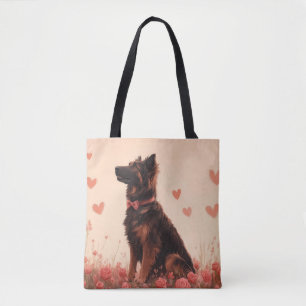 Anatolian Shepherd with Roses - Valentine's Day Tote Bag