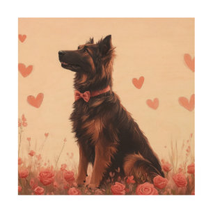 Anatolian Shepherd with Roses - Valentine's Day Wood Wall Art