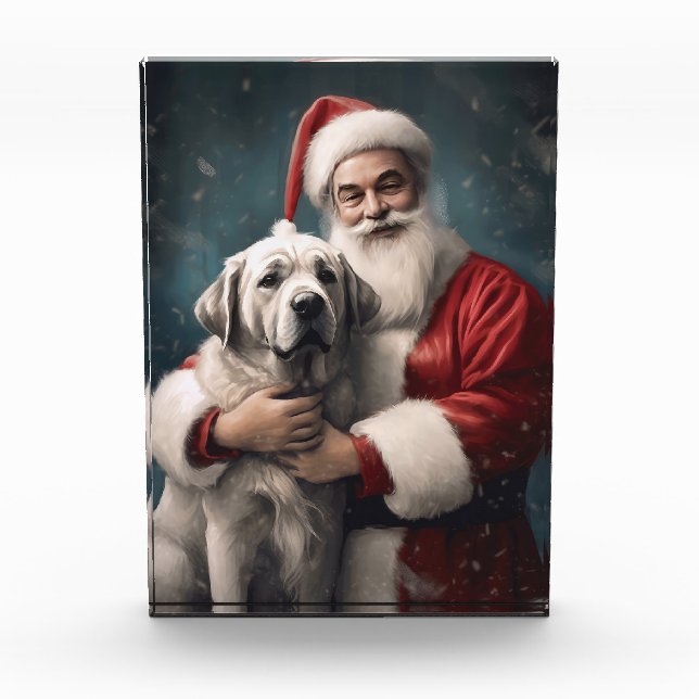 Anatolian Shepherd with Santa Claus Christmas Acrylic Award (Front)