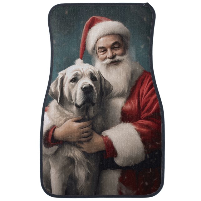 Anatolian Shepherd with Santa Claus Christmas Car Floor Mat (Front)