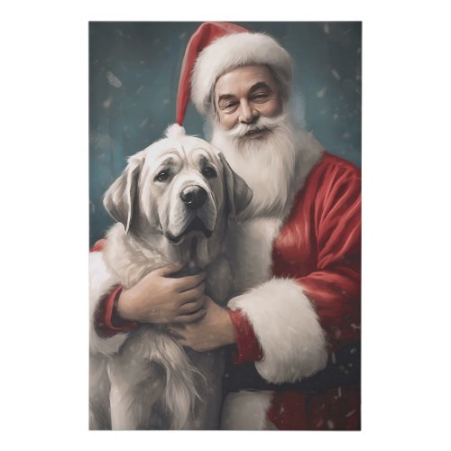 Anatolian Shepherd with Santa Claus Christmas Faux Canvas Print