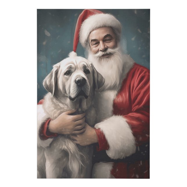 Anatolian Shepherd with Santa Claus Christmas Faux Canvas Print (Front)