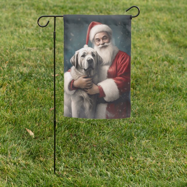 Anatolian Shepherd with Santa Claus Christmas Garden Flag (In SItu)
