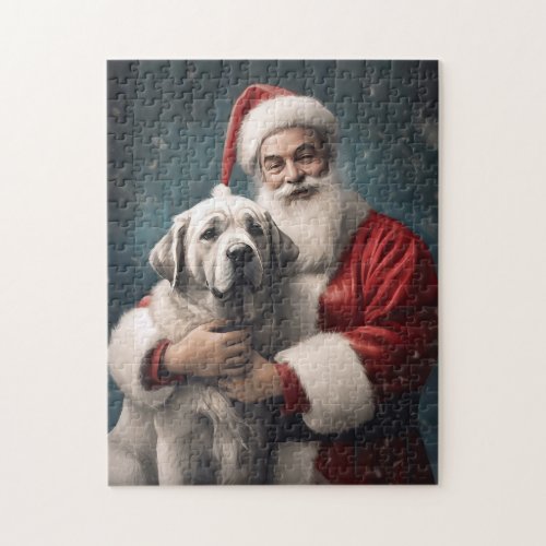 Anatolian Shepherd with Santa Claus Christmas Jigsaw Puzzle