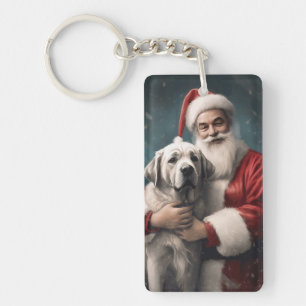 Anatolian Shepherd with Santa Claus Christmas Keychain