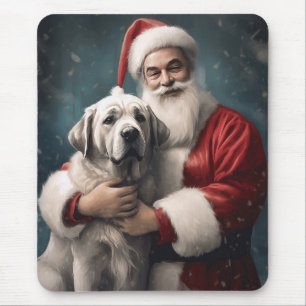 Anatolian Shepherd with Santa Claus Christmas Mouse Pad