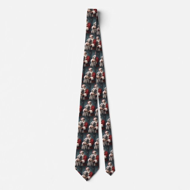 Anatolian Shepherd with Santa Claus Christmas Neck Tie (Front)