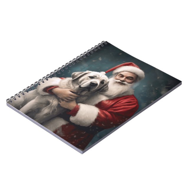Anatolian Shepherd with Santa Claus Christmas Notebook (Left Side)