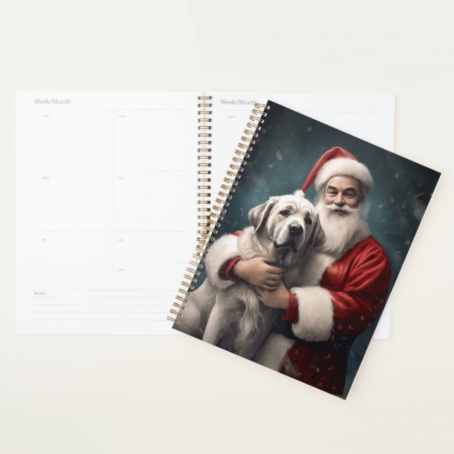 Anatolian Shepherd with Santa Claus Christmas Planner (Display)