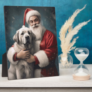 Anatolian Shepherd with Santa Claus Christmas Plaque