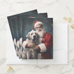 Anatolian Shepherd with Santa Claus Christmas Pocket Folder