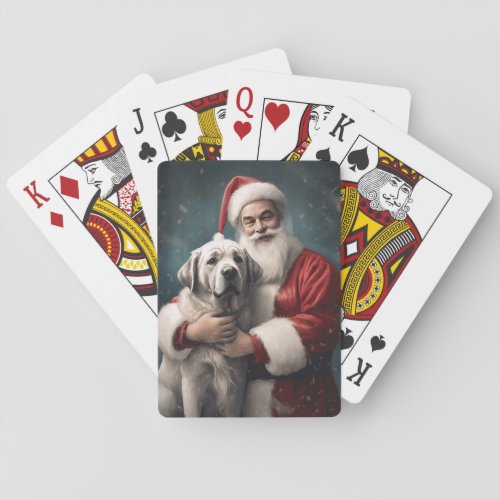 Anatolian Shepherd with Santa Claus Christmas Poker Cards