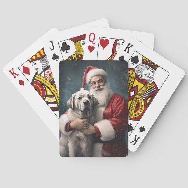 Anatolian Shepherd with Santa Claus Christmas Poker Cards (Back)
