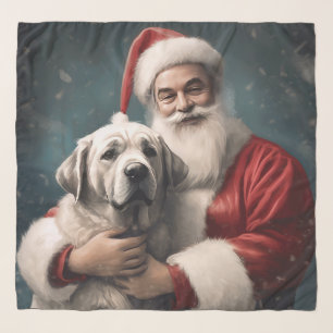 Anatolian Shepherd with Santa Claus Christmas Scarf