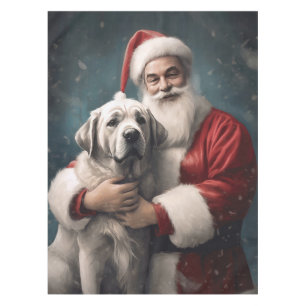 Anatolian Shepherd with Santa Claus Christmas Tablecloth