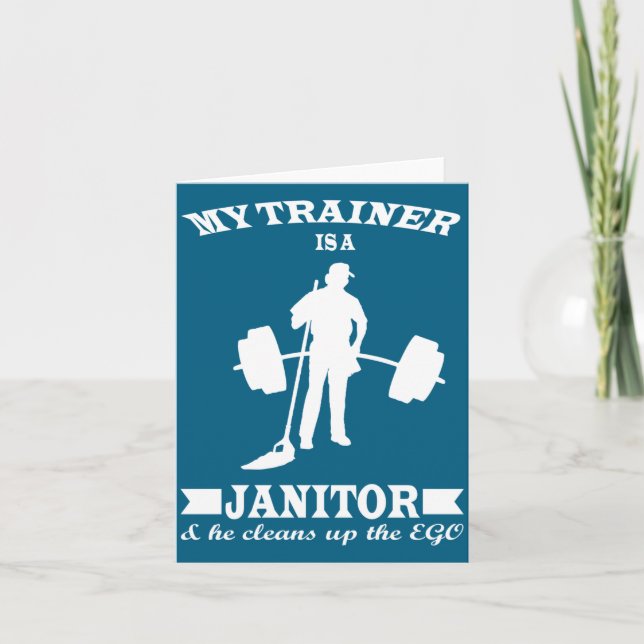 Anatoly My Trainer Is Janitor Funny Gym Prank  Card (Front)