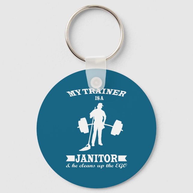 Anatoly My Trainer Is Janitor Funny Gym Prank  Keychain (Front)