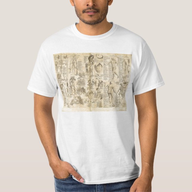 Anatomical Chart from Cyclopaedia 1728 T-Shirt (Front)