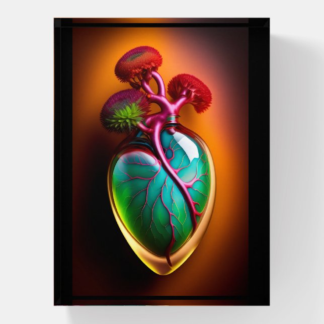 Anatomical Glass Heart Digital Art   Paperweight (Vertical)