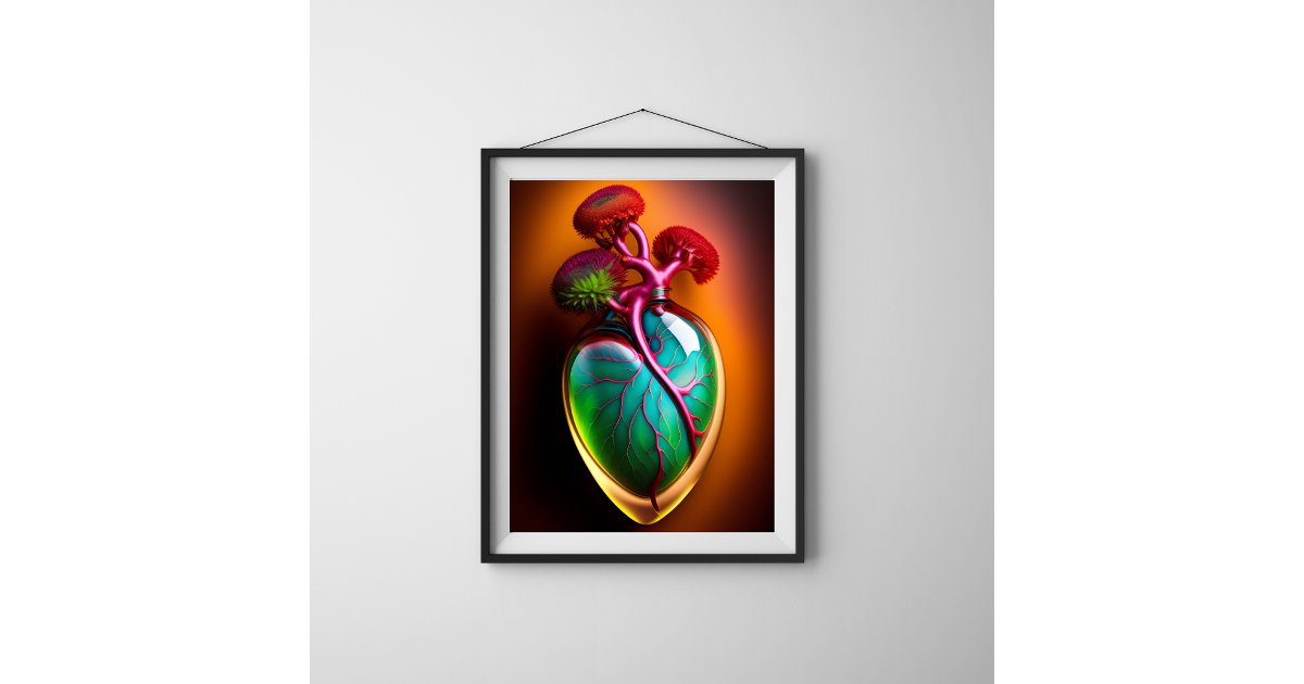 Anatomical Glass Heart Digital Art Poster | Zazzle
