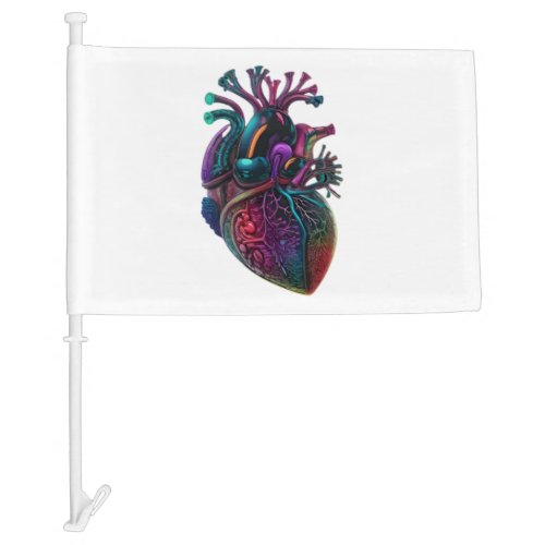 Anatomical Heart  3 Car Flag