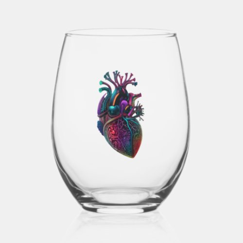 Anatomical Heart  3 Stemless Wine Glass